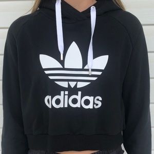 Cropped black Adidas hoodie